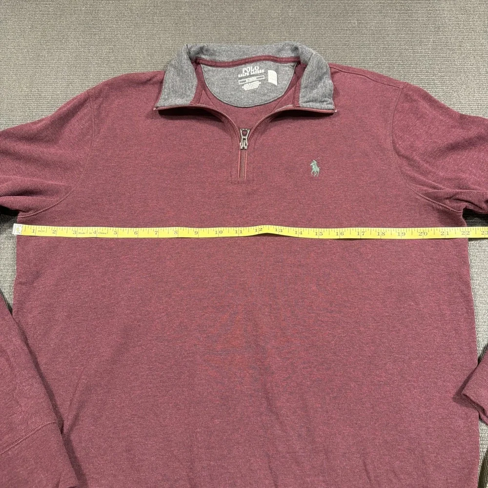 Polo Ralph Lauren Mens Quarter Zip Pullover in Red Heather Size Medium